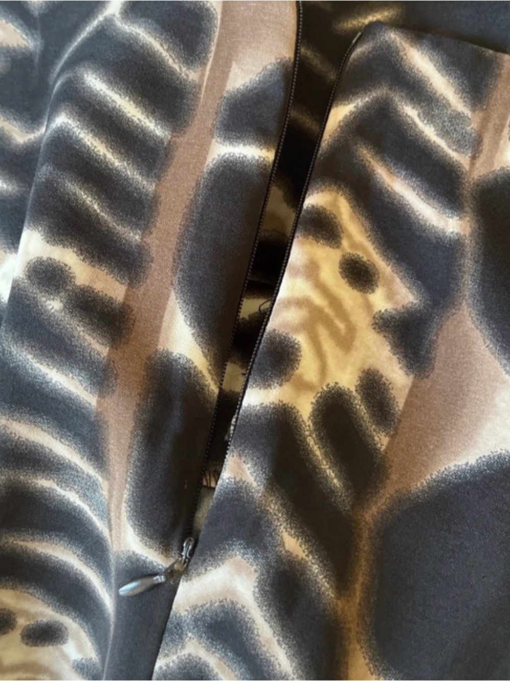 dressbarn Black, Brown and White Sleeveless Printed Midi Dress - Picture 6 of 6